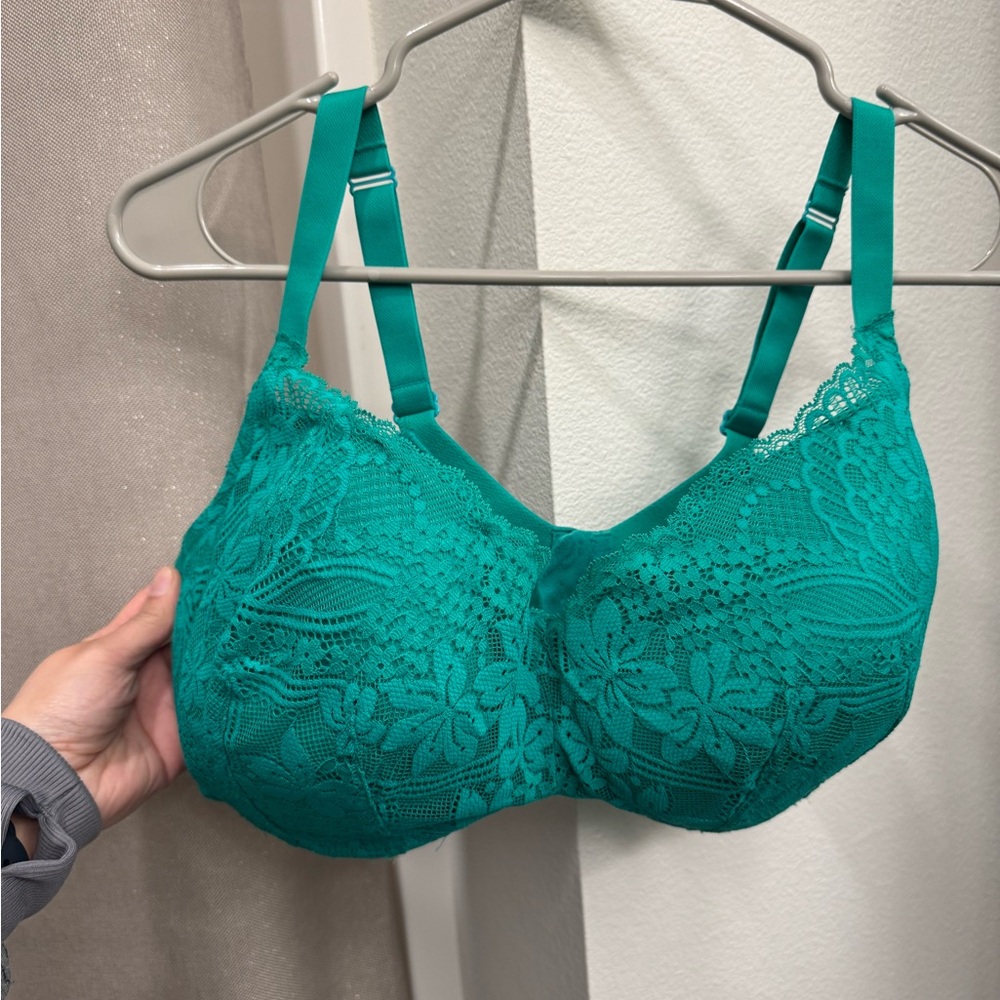 Elegant Lace Teal Balconette Bra